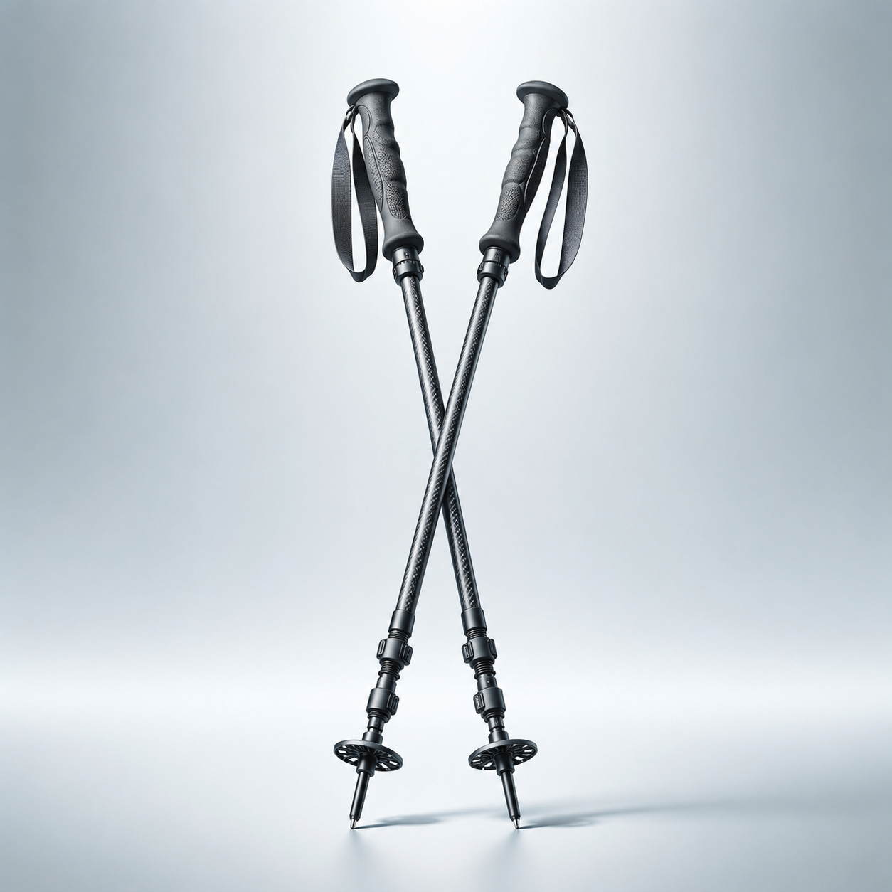 Ridgeline carbon trekking poles, pair, adjustable with twist locks